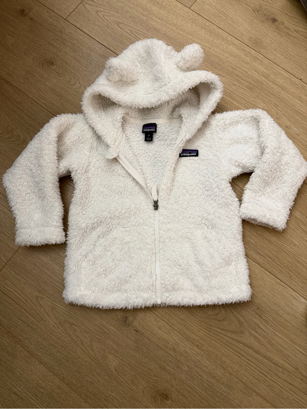 Patagonia Cream Sherpa Hoodie Jacket with ears 2T